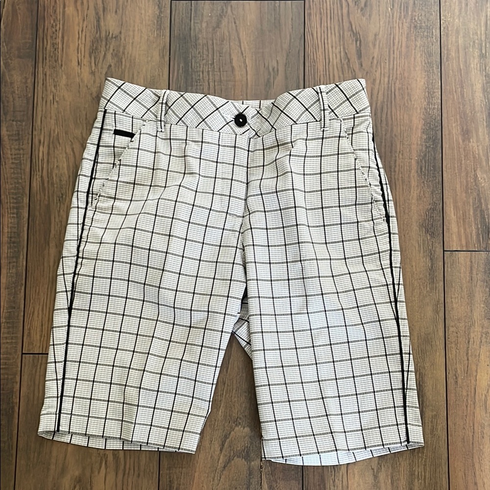 Puma White Black Grid Bermuda Shorts